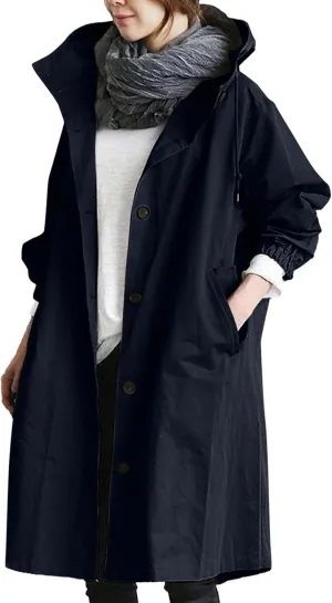 Trench Coat for Women 2025 Fall Winter Trendy Button Long Outwear Solid Color Long Sleeve Cute Jacket with Pockets