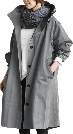 Trench Coat for Women 2025 Fall Winter Trendy Button Long Outwear Solid Color Long Sleeve Cute Jacket with Pockets