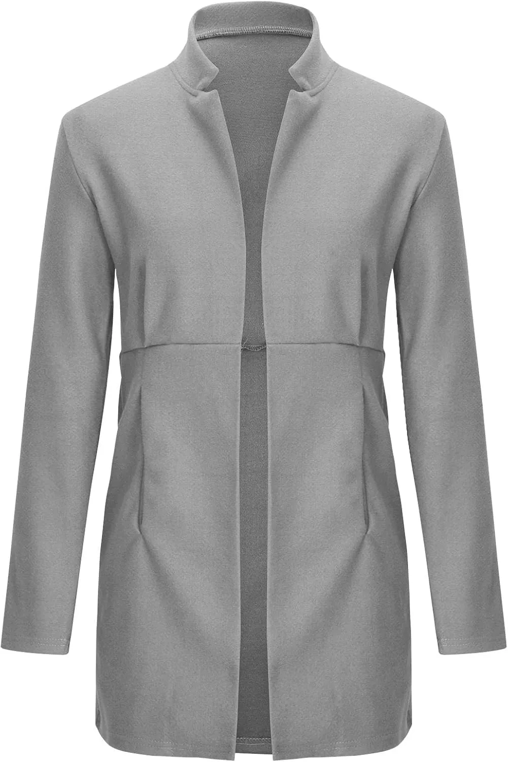Trench Coat for Women Winter Mid Length Overcoat Notch Collar Open Front Wool Pea Coat Outerwear With Pockets