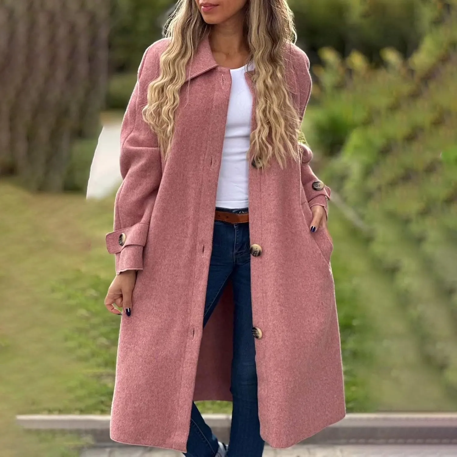 Trench Coat Sleeve Casual Fuzzy Jacket Loose Fitting Warm Winter Outwear Fashion Lapel Jacket Hooded Trench Coat
