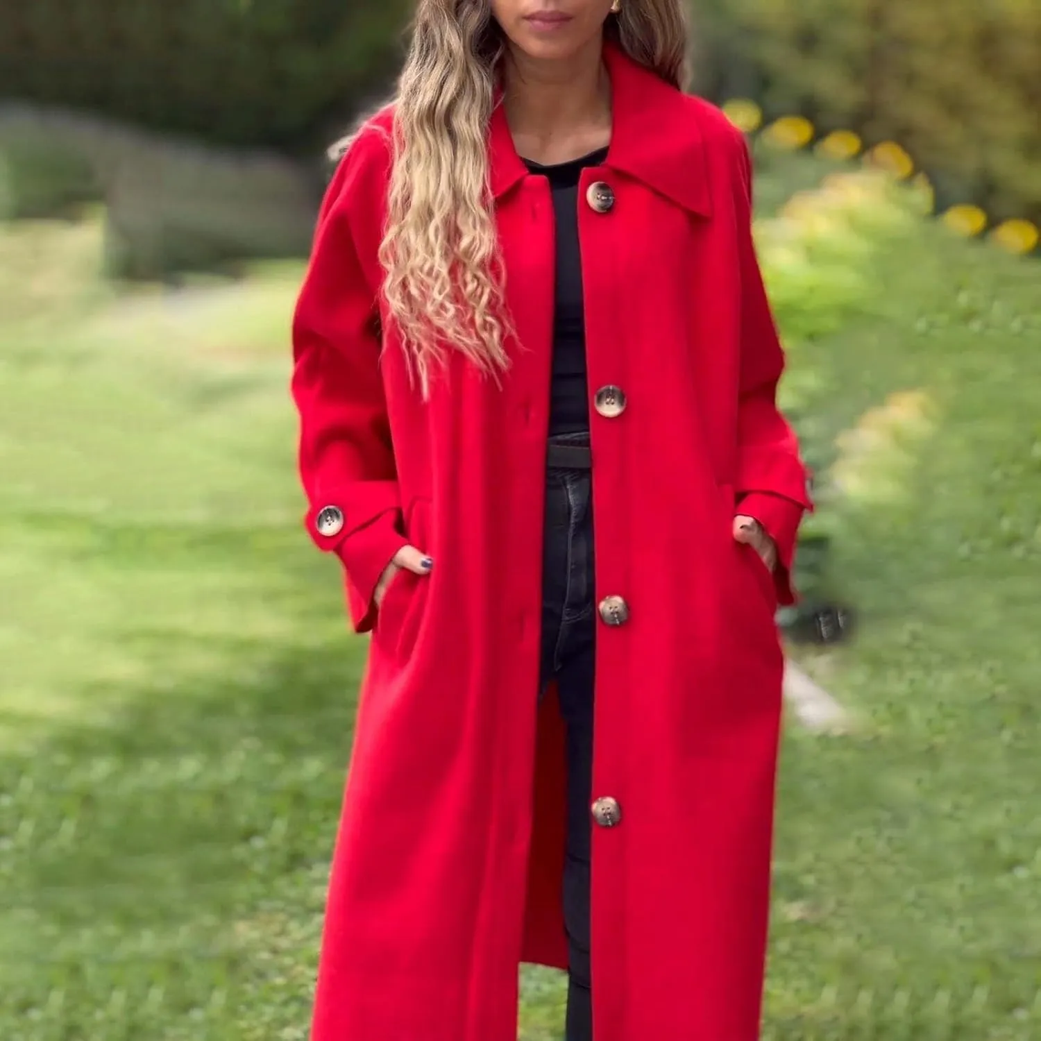 Trench Coat Sleeve Casual Fuzzy Jacket Loose Fitting Warm Winter Outwear Fashion Lapel Jacket Hooded Trench Coat