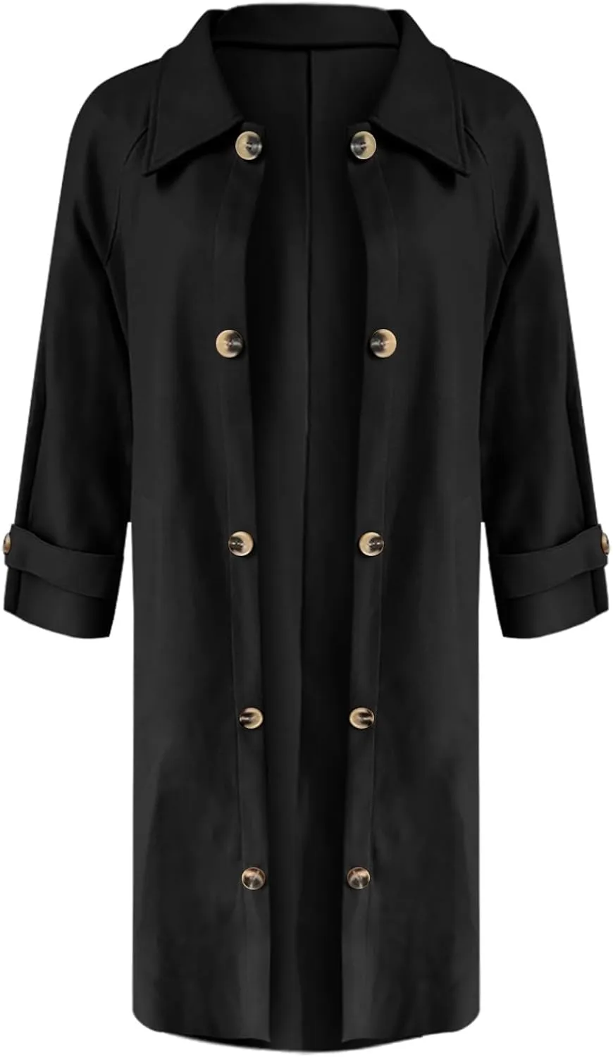 Trench Coat Sleeve Casual Fuzzy Jacket Loose Fitting Warm Winter Outwear Fashion Lapel Jacket Hooded Trench Coat