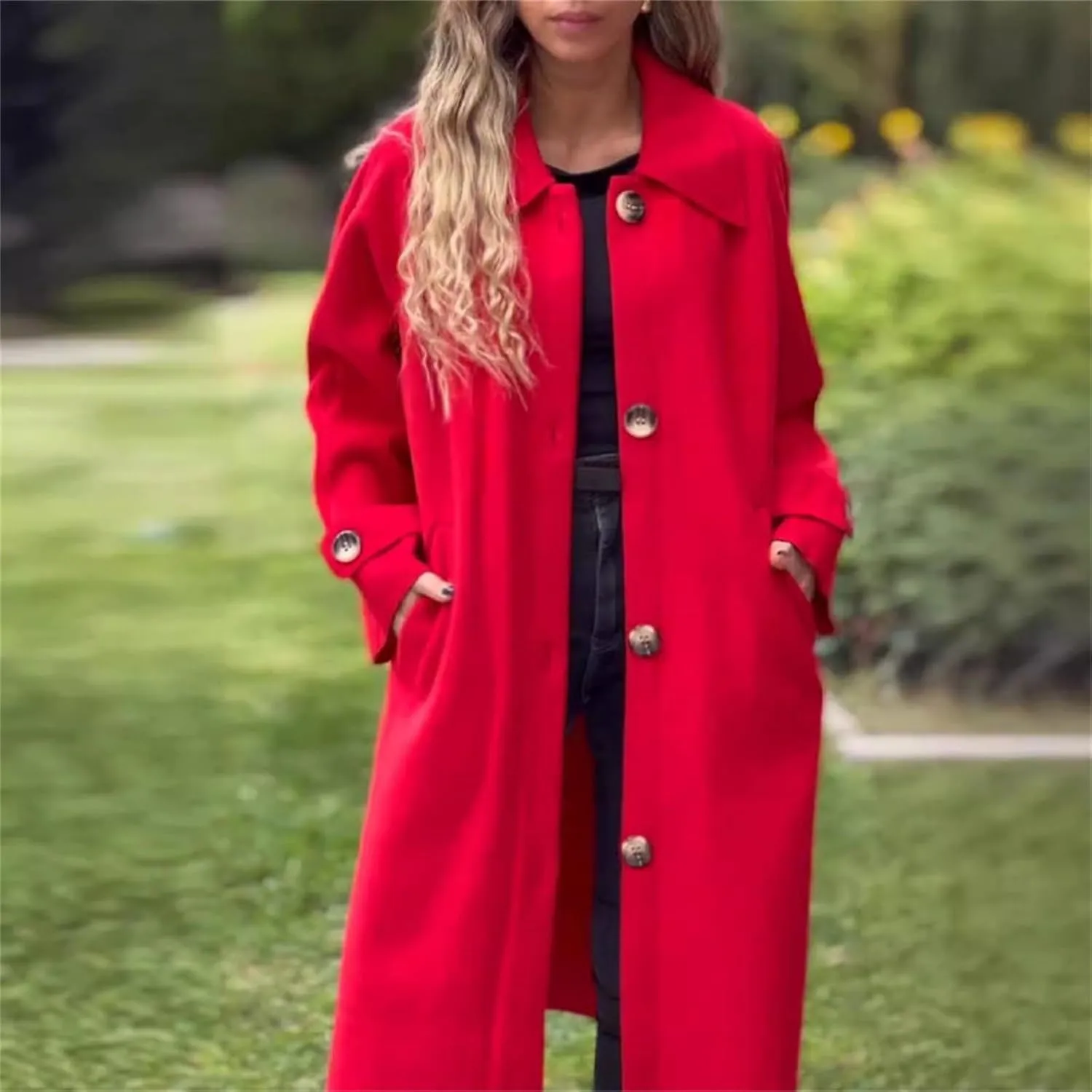 Trench Coat Sleeve Casual Fuzzy Jacket Loose Fitting Warm Winter Outwear Fashion Lapel Jacket Hooded Trench Coat