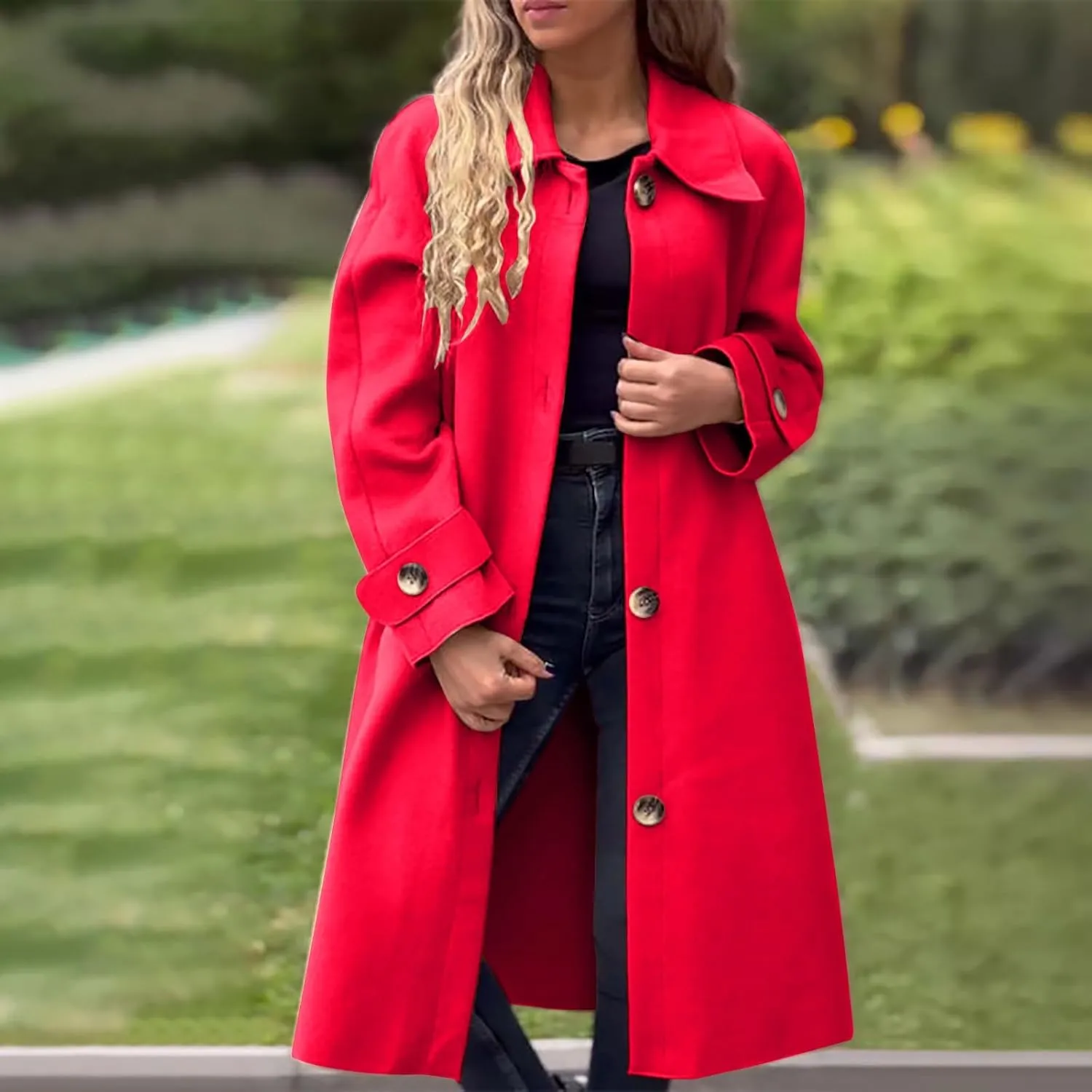Trench Coat Sleeve Casual Fuzzy Jacket Loose Fitting Warm Winter Outwear Fashion Lapel Jacket Hooded Trench Coat