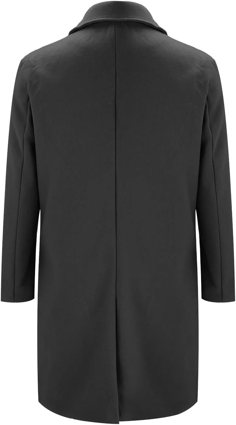 Trench Coat Slim Fit Notch Lapel Woolen Double Breasted Extended Coat Long Trench Coat Casual Blend Trench Coat
