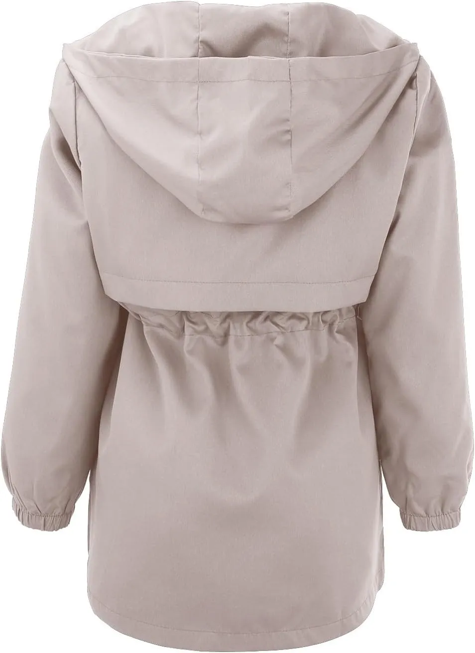 Trench Coat With Hood Women with Pockets Mid Length Windbreaker Casual Plus Size Drawstring Waist Zip Outdoor Jackets