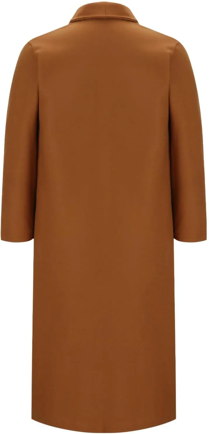 Trench Coat Women Winter Wool Blend Pea Coat Long Sleeve Lapel Coat Oversized Open Front Cardigan Sweater Coats
