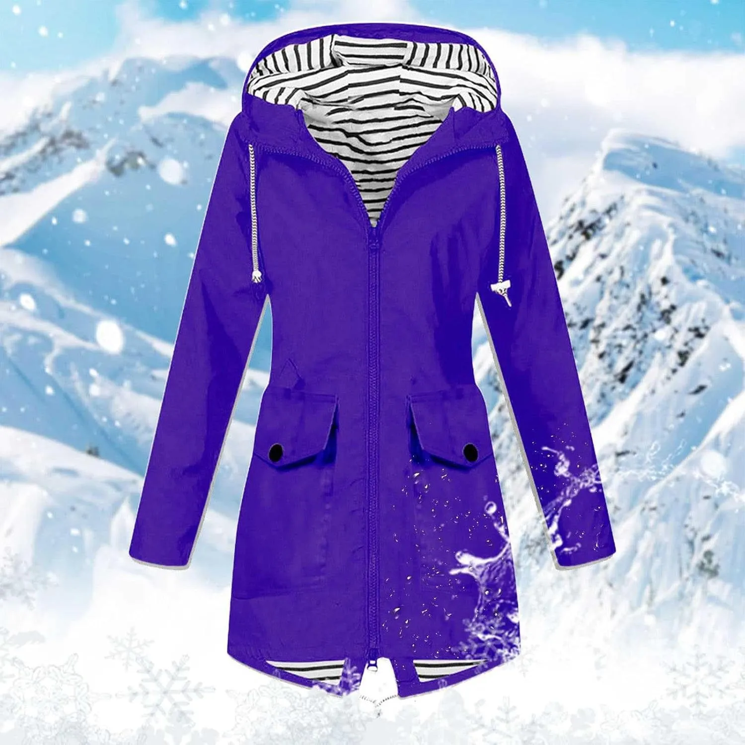 Trench Coats For Women Outdoor Trench Raincoat With Hood Lightweight Plus Size For Girls Lightweight Trench Coat