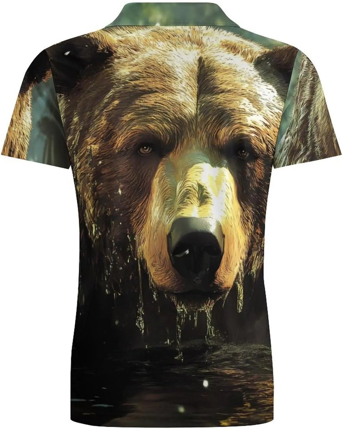 Tropical Forests Animal Bear Men's Polo-Shirt Regular-Fit Short Sleeve Sports Quick Dry Golf Tennis T-Shirt