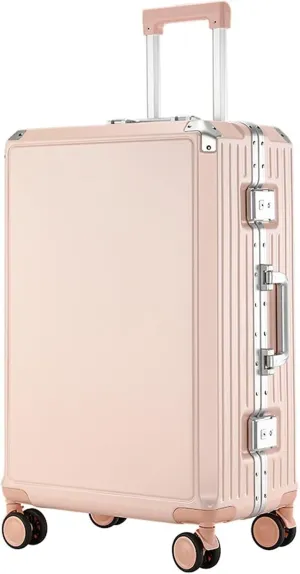 Ultra Hard Shell Carry On Luggage - 26in Cabin Size Suitcase with Aluminum Frame, 360 Wheels & Password Lock - Blue(Pink,22in)