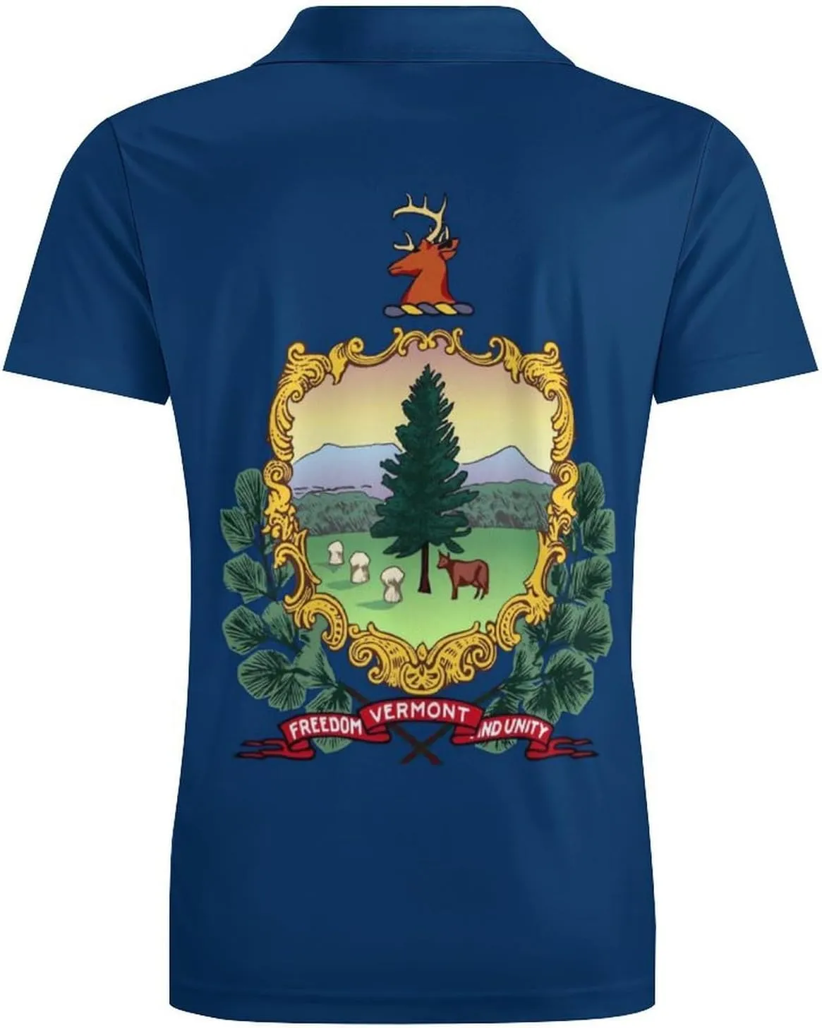 Vermont Flag Men's Polo-Shirt Regular-Fit Short Sleeve Sports Quick Dry Golf Tennis T-Shirt