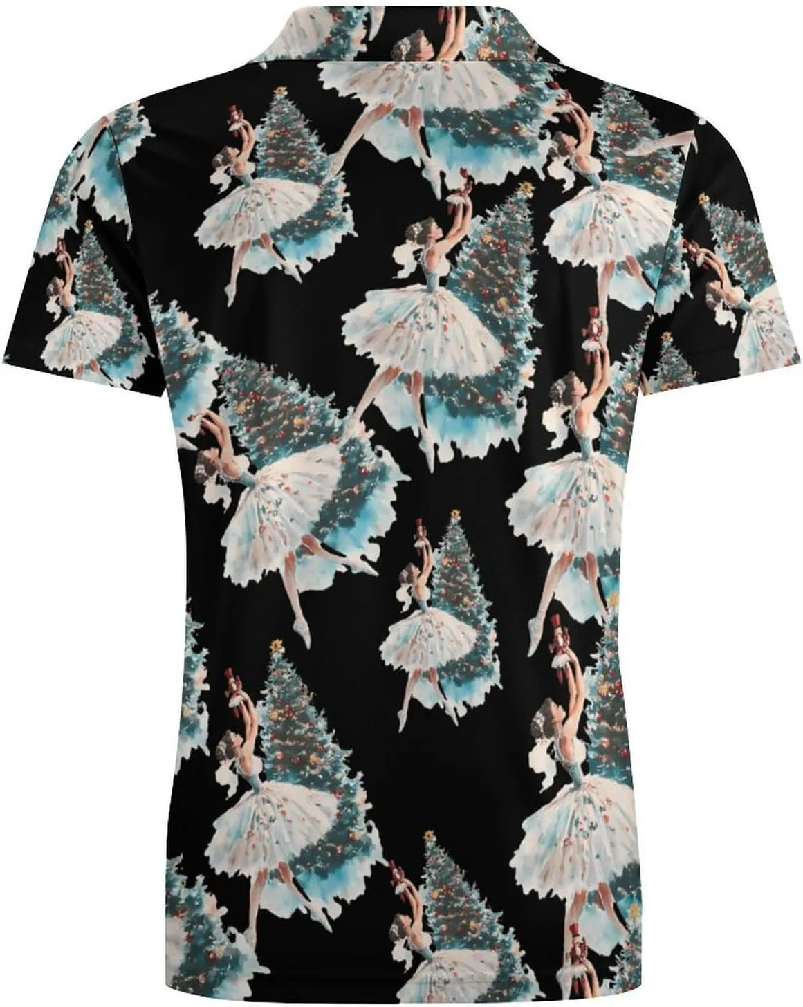 Watercolor Nutcracker Ballet Christmas Tree Men's Polo-Shirt Regular-Fit Short Sleeve Sports Quick Dry Golf Tennis T-Shirt