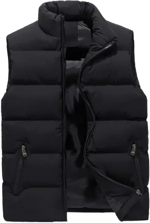 WENKOMG1 Winter Puffer Vest For Men,Lightweight Packable Ski Vest Zip Up Sleeveless Water Resistant Outerwear