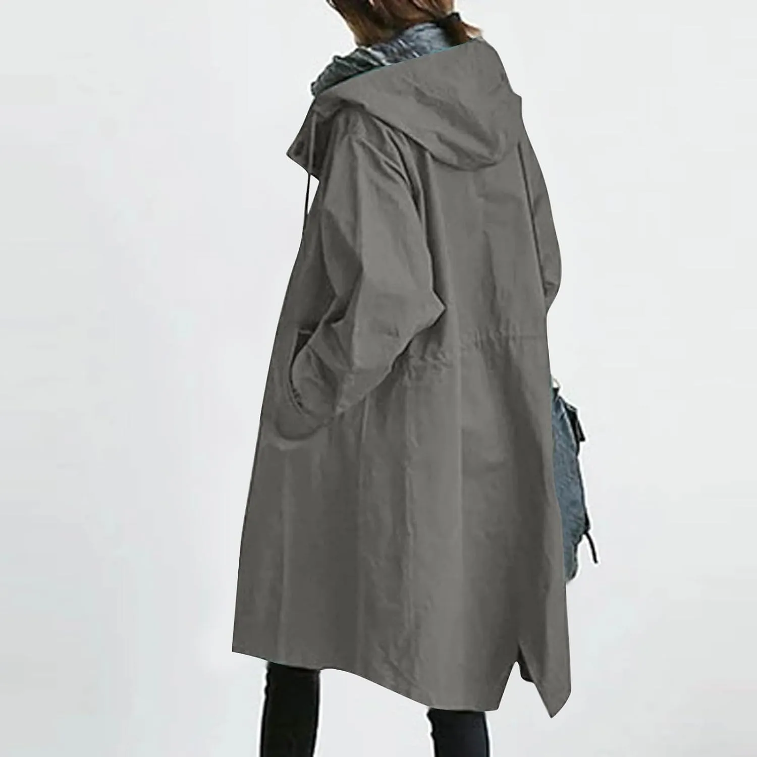 Windproof Classic Hooded Coat Outwear Womens Elegant Windbreaker Wild Winter Women'S Womens Oversized Long Trench