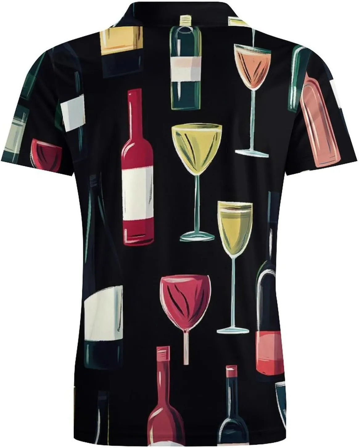 Wine Glass And Wine Bottle Men's Polo-Shirt Regular-Fit Short Sleeve Sports Quick Dry Golf Tennis T-Shirt
