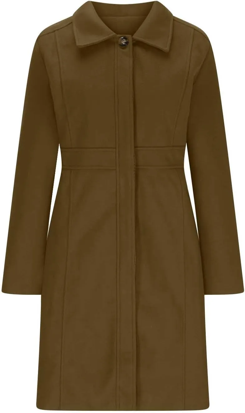 Winter Coats for Women Open Front Trench Coat Long Sleeve Lapel Cardigan Winter Overcoat Midi Peacoat with Pockets