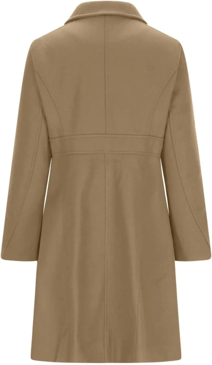 Winter Coats for Women Open Front Trench Coat Long Sleeve Lapel Cardigan Winter Overcoat Midi Peacoat with Pockets