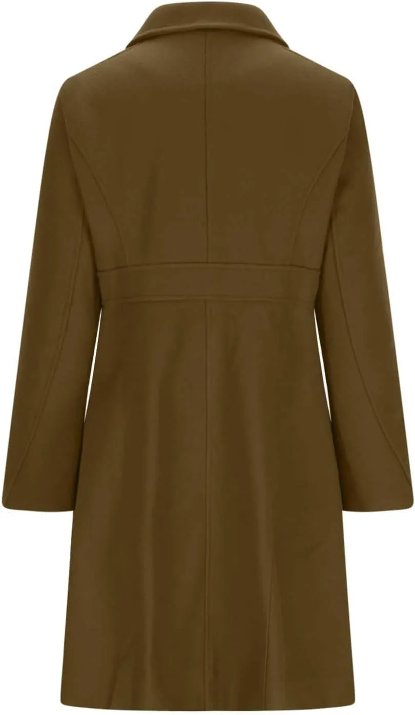 Winter Coats for Women Open Front Trench Coat Long Sleeve Lapel Cardigan Winter Overcoat Midi Peacoat with Pockets