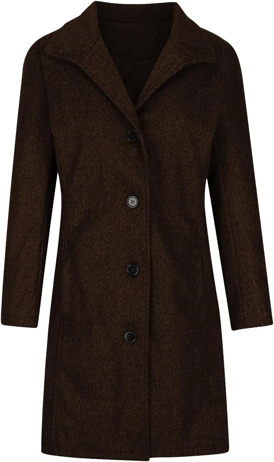 Winter Coats For Women Wool Blend Coat Fashion Button Lapel Solid Color Peacoat Fall Casual Going Out Long Overcoat