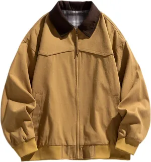 Winter Jacket Men's Thick Light Fall Warm Padded Coats Retro Workwear Bomber Jacket Zip Hooded Jacket Outdoor Clothing