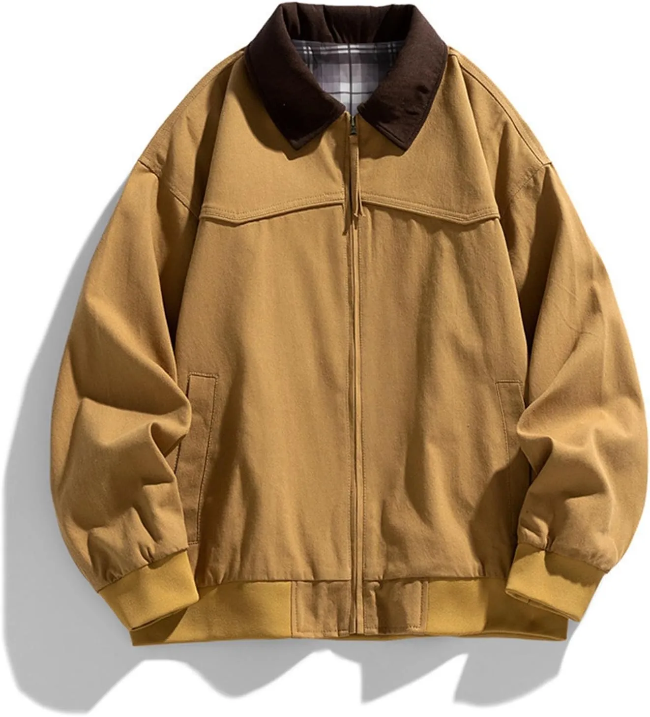 Winter Jacket Men's Thick Light Fall Warm Padded Coats Retro Workwear Bomber Jacket Zip Hooded Jacket Outdoor Clothing