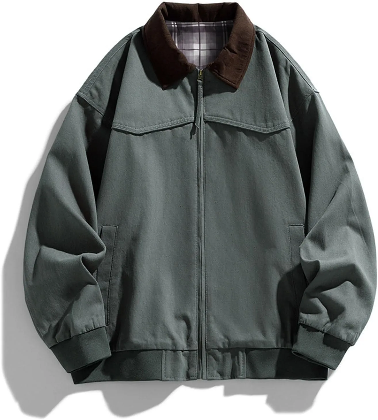 Winter Jacket Men's Thick Light Fall Warm Padded Coats Retro Workwear Bomber Jacket Zip Hooded Jacket Outdoor Clothing