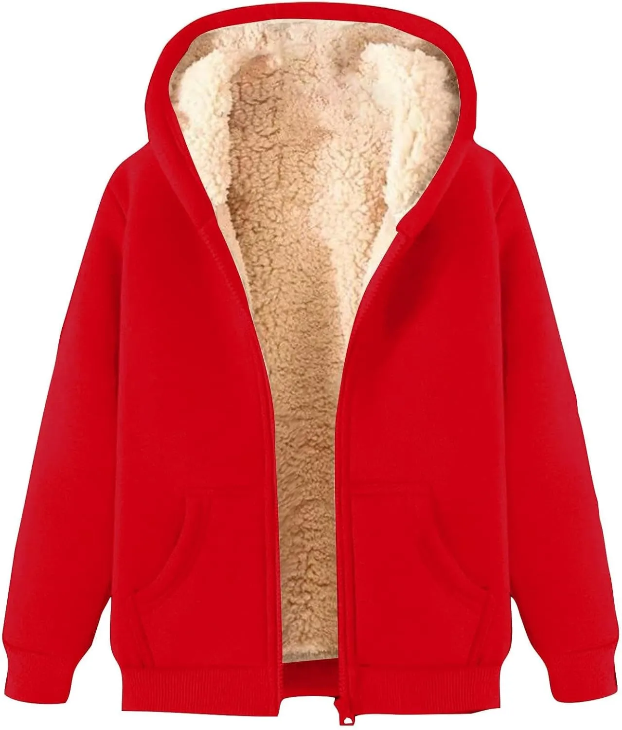 Winter Jacket Men's Thick Thermal Cotton Thin Sports Jacket Plush Hoodie with Pockets Fleece Lined Coat Outdoor Clothing