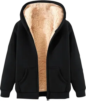 Winter Jacket Men's Thick Thermal Cotton Thin Sports Jacket Plush Hoodie with Pockets Fleece Lined Coat Outdoor Clothing