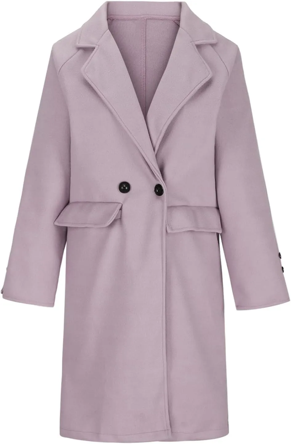 Winter Trench Coats for Women Mid-Long Wool Blend Coats Notch Lapel Collared Double-Breasted Overcoat Outwear