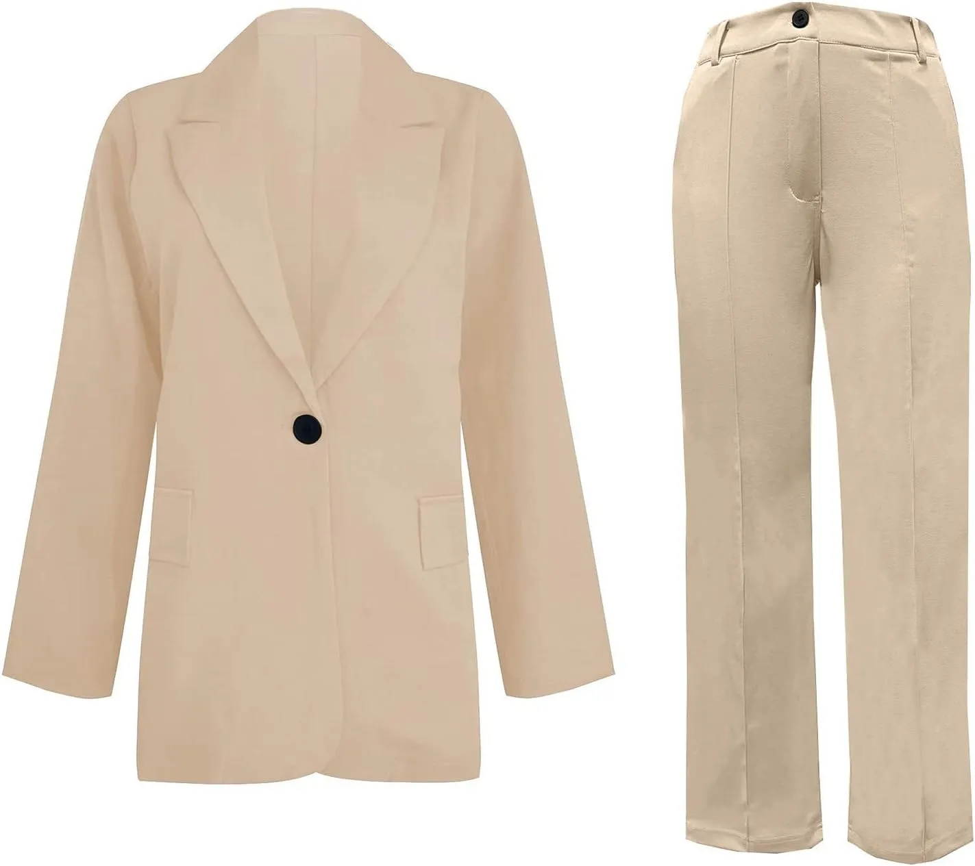 Women 2 Piece Plus Size Casual Blazers Open Front Long Sleeve Button Jackets and Pants Office Business Work Suit Set