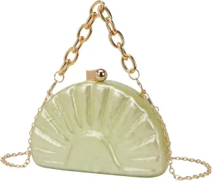 Women Acrylic Shell Shaped Evening Bag Marble Acrylic Evening Handbag for Wedding Prom Party