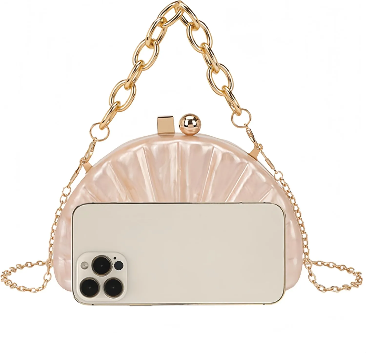 Women Acrylic Shell Shaped Evening Bag Marble Acrylic Evening Handbag for Wedding Prom Party