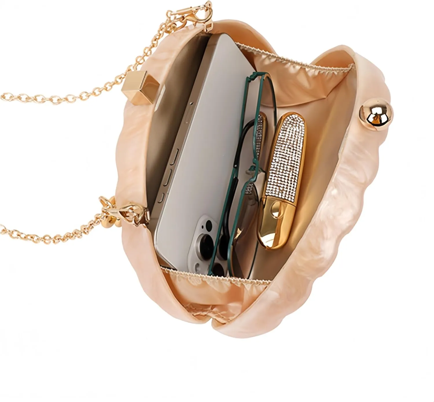 Women Acrylic Shell Shaped Evening Bag Marble Acrylic Evening Handbag for Wedding Prom Party