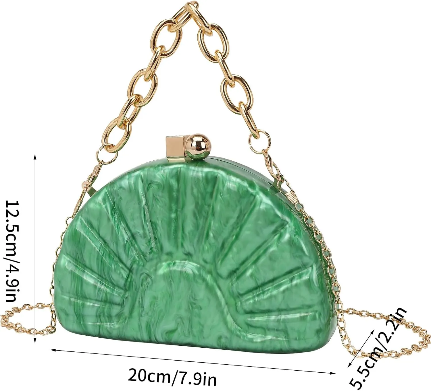 Women Acrylic Shell Shaped Evening Bag Marble Acrylic Evening Handbag for Wedding Prom Party