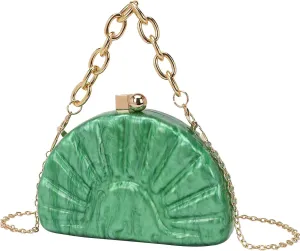 Women Acrylic Shell Shaped Evening Bag Marble Acrylic Evening Handbag for Wedding Prom Party