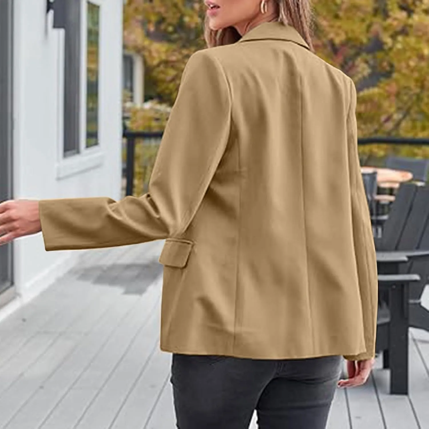 Women Business Casual Blazer with Lined,Professional Work Suit Jacket with PocketsLong Sleeve Button Open Front