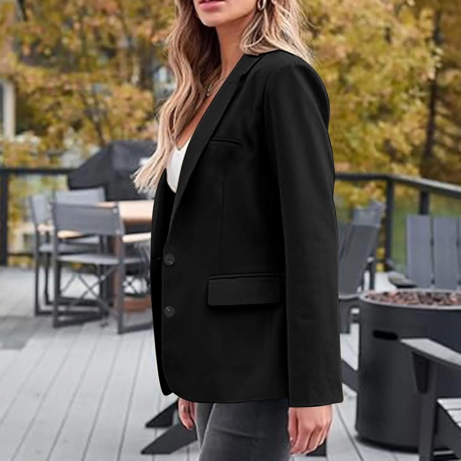 Women Business Casual Blazer with Lined,Professional Work Suit Jacket with PocketsLong Sleeve Button Open Front