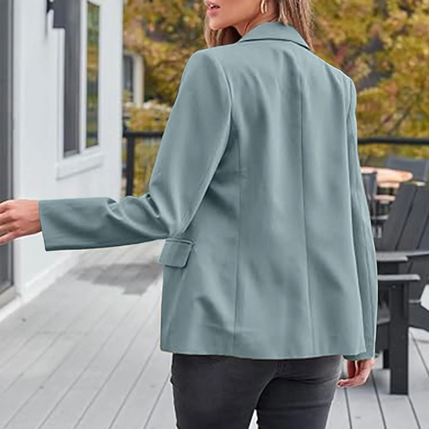 Women Business Casual Blazer with Lined,Professional Work Suit Jacket with PocketsLong Sleeve Button Open Front