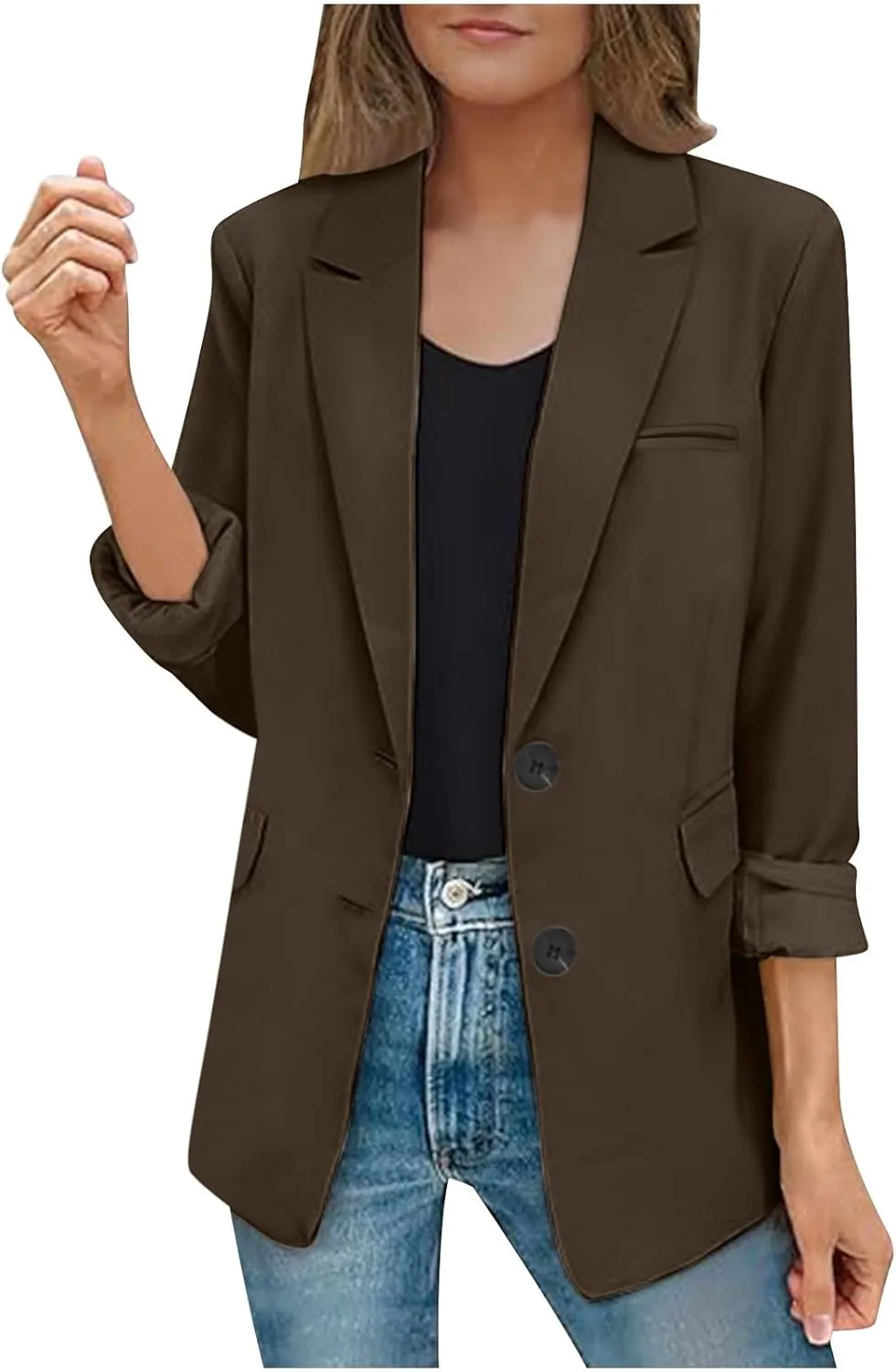 Women Business Casual Blazer with Lined,Professional Work Suit Jacket with PocketsLong Sleeve Button Open Front