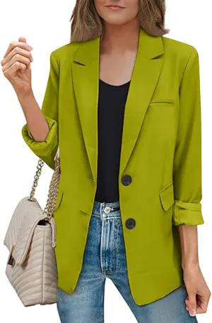 Women Business Casual Blazer with Lined,Professional Work Suit Jacket with PocketsLong Sleeve Button Open Front