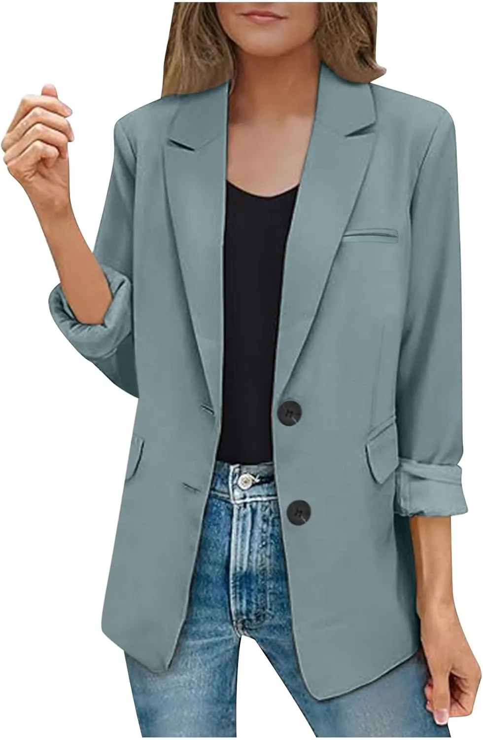 Women Business Casual Blazer with Lined,Professional Work Suit Jacket with PocketsLong Sleeve Button Open Front
