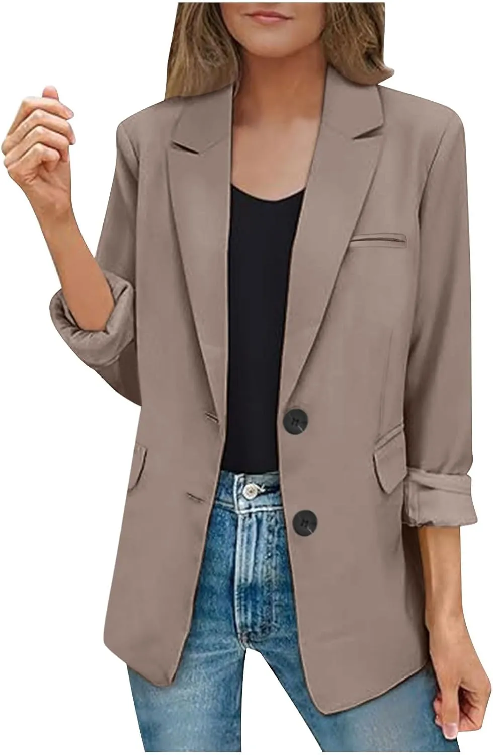 Women Business Casual Blazer with Lined,Professional Work Suit Jacket with PocketsLong Sleeve Button Open Front