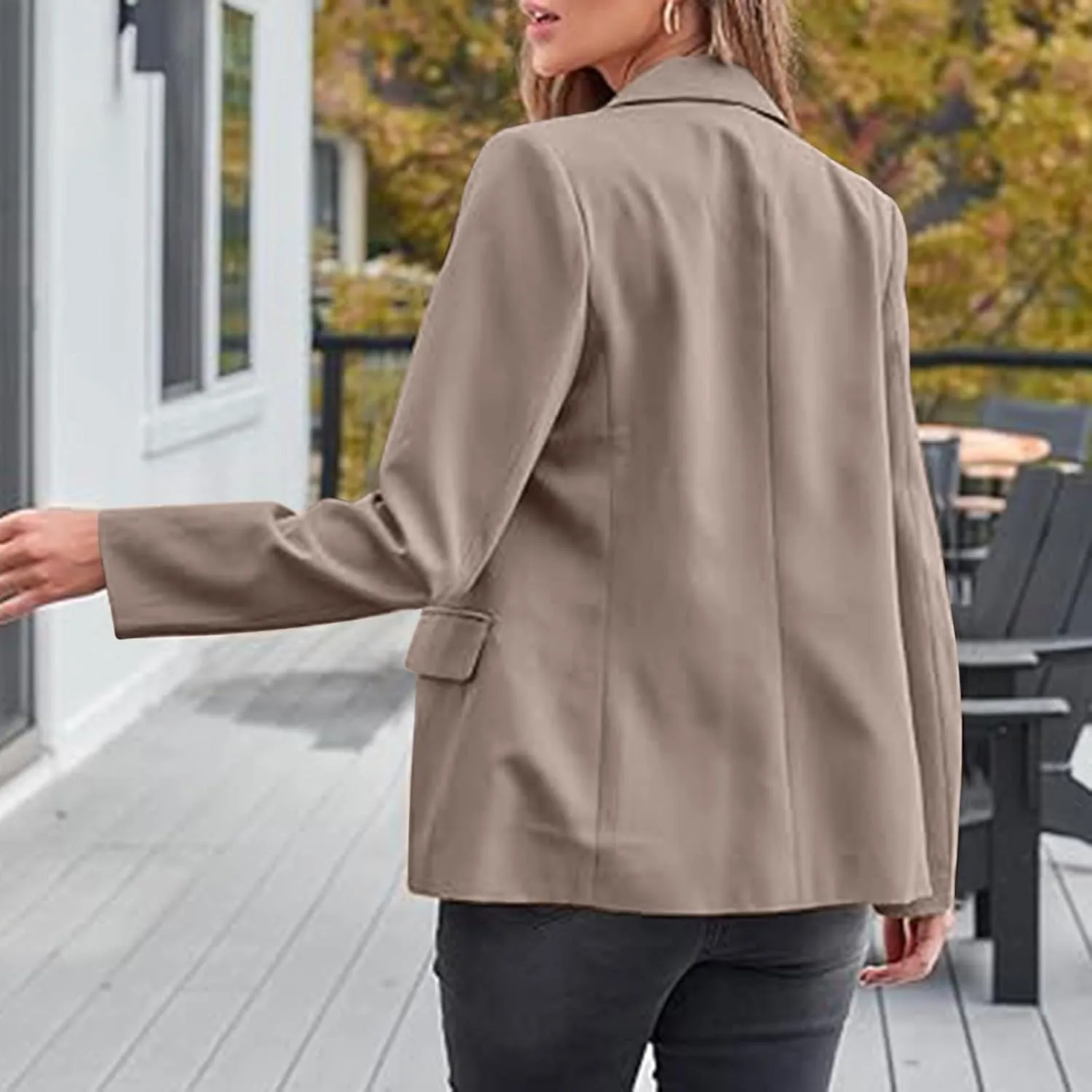 Women Business Casual Blazer with Lined,Professional Work Suit Jacket with PocketsLong Sleeve Button Open Front