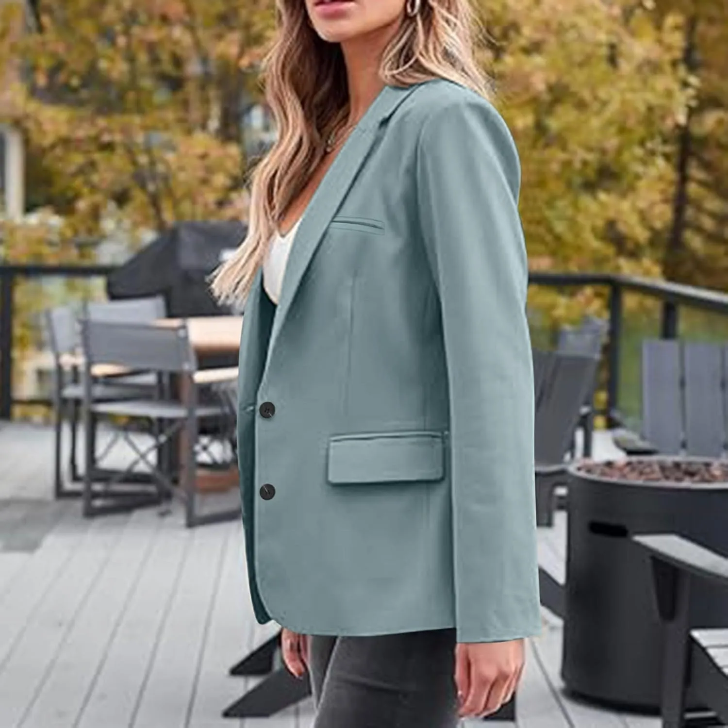 Women Business Casual Blazer with Lined,Professional Work Suit Jacket with PocketsLong Sleeve Button Open Front