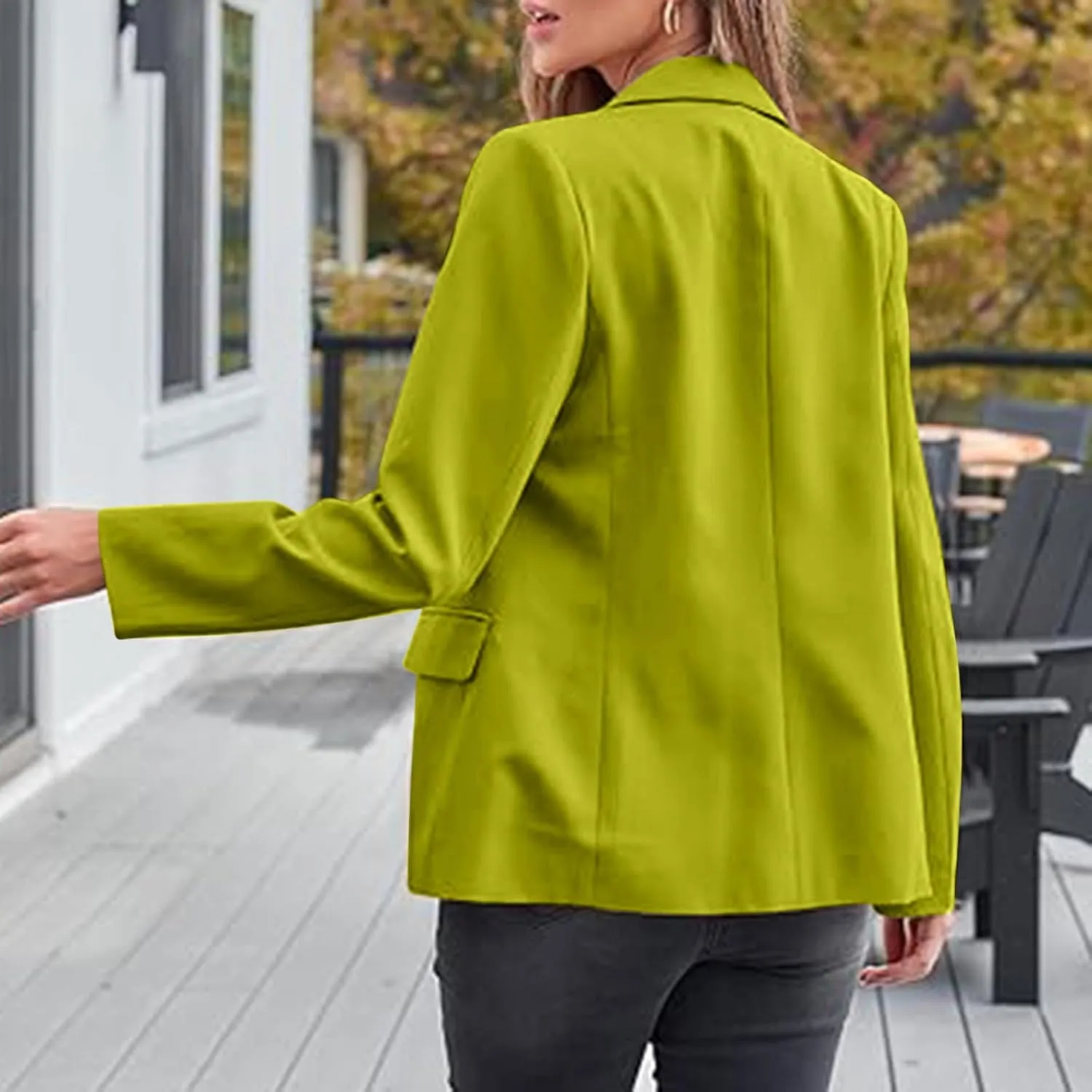 Women Business Casual Blazer with Lined,Professional Work Suit Jacket with PocketsLong Sleeve Button Open Front