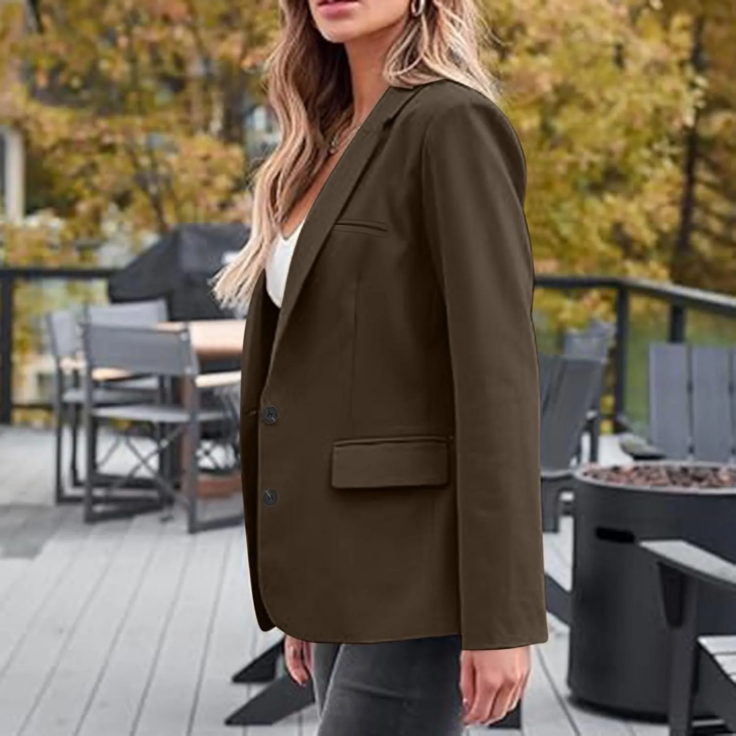 Women Business Casual Blazer with Lined,Professional Work Suit Jacket with PocketsLong Sleeve Button Open Front