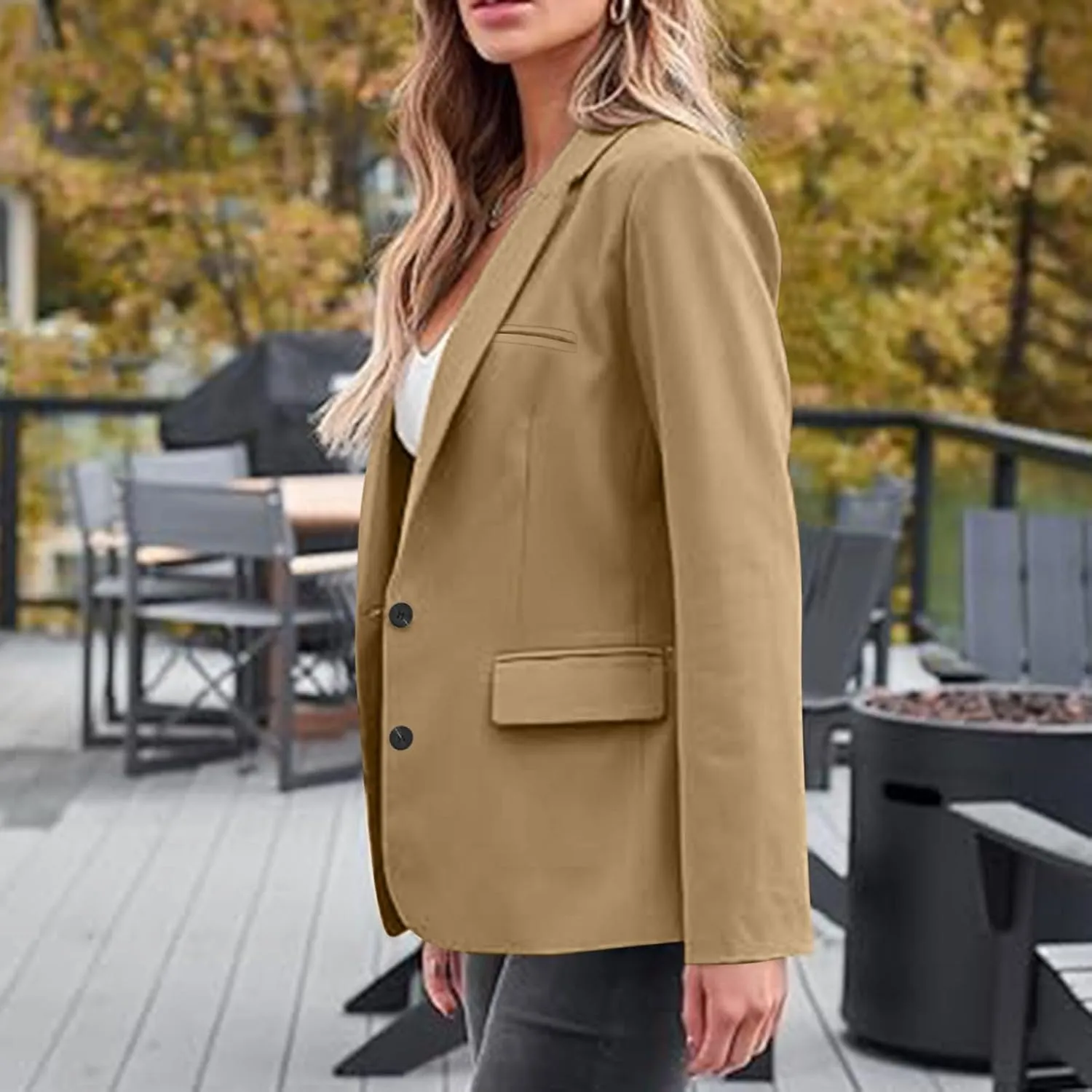 Women Business Casual Blazer with Lined,Professional Work Suit Jacket with PocketsLong Sleeve Button Open Front