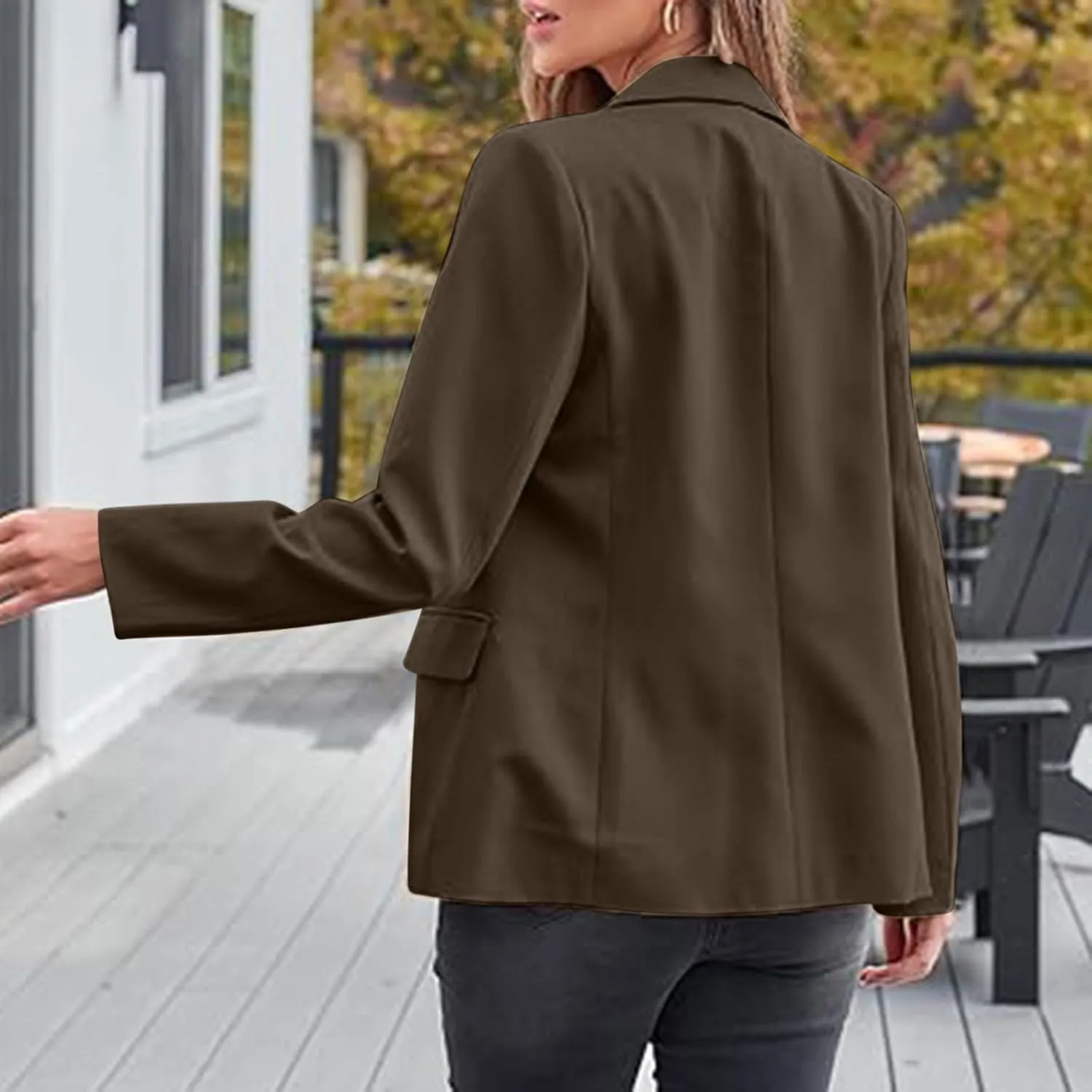 Women Business Casual Blazer with Lined,Professional Work Suit Jacket with PocketsLong Sleeve Button Open Front