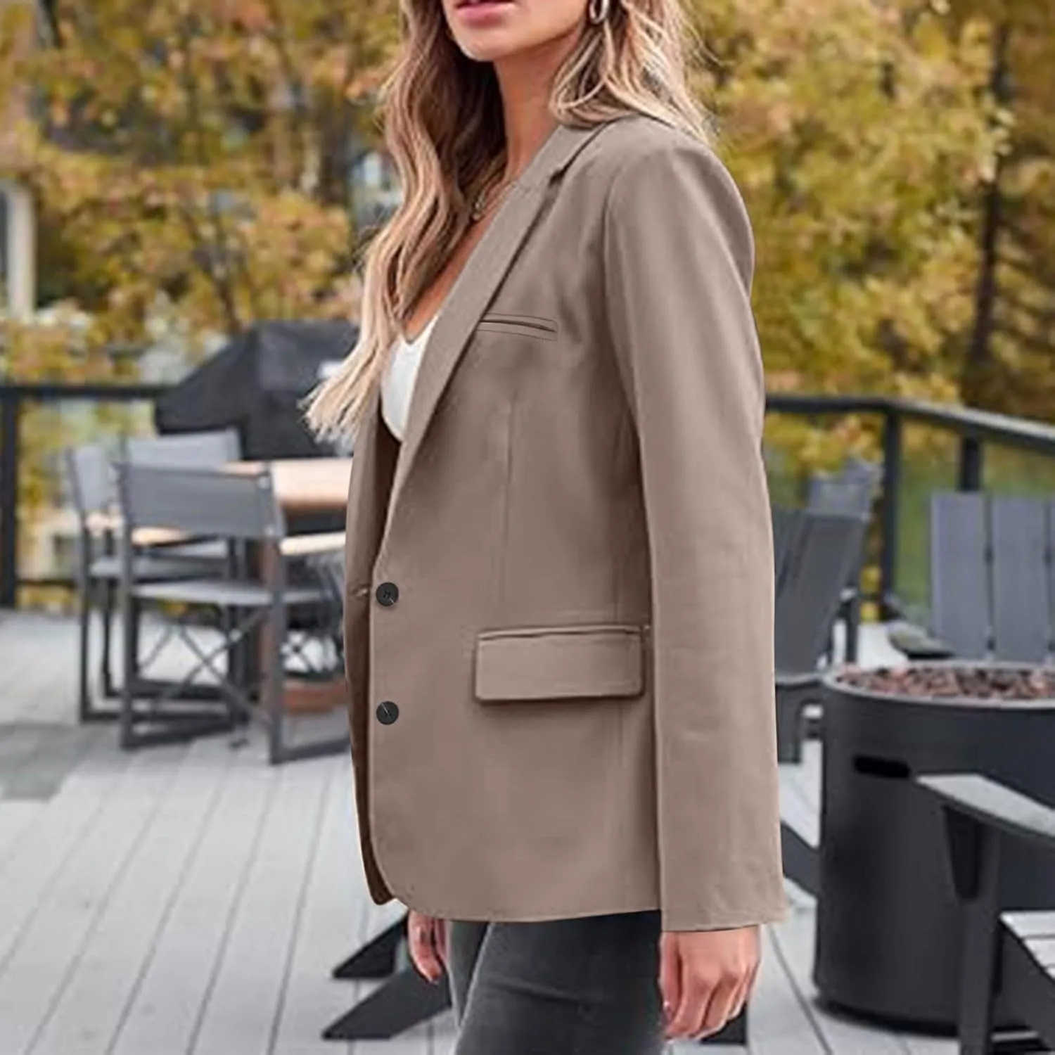 Women Business Casual Blazer with Lined,Professional Work Suit Jacket with PocketsLong Sleeve Button Open Front