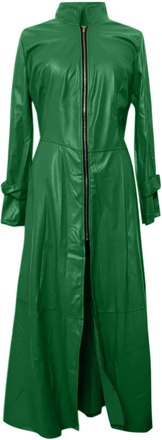 Women Leather Jacket 2024 Long Sleeve Jacket Dress Zipper Leather Sexy Long Jacket Coats Lapel Collar Outwear Winter